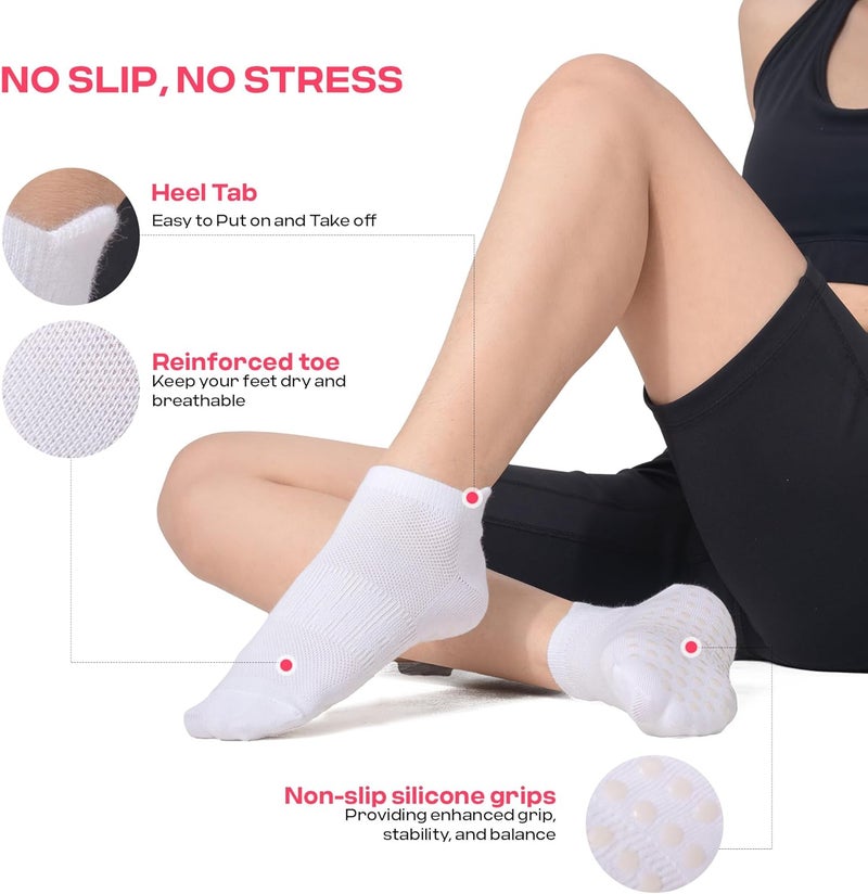 CoolMate Store Pilates Socks with Grips for Women, Yoga Socks, Crew Non Slip Women for Barre, Pilates Gifts - Image 3